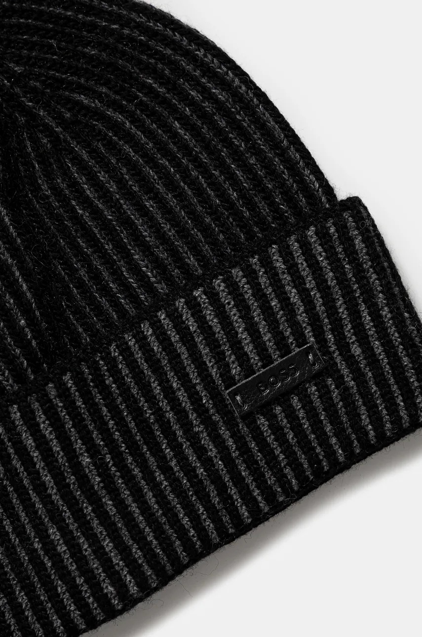 Σκούφος και κασκόλ από μείγμα μαλλιού BOSS χρώμα: μαύρο, 50522439 φωτογραφία