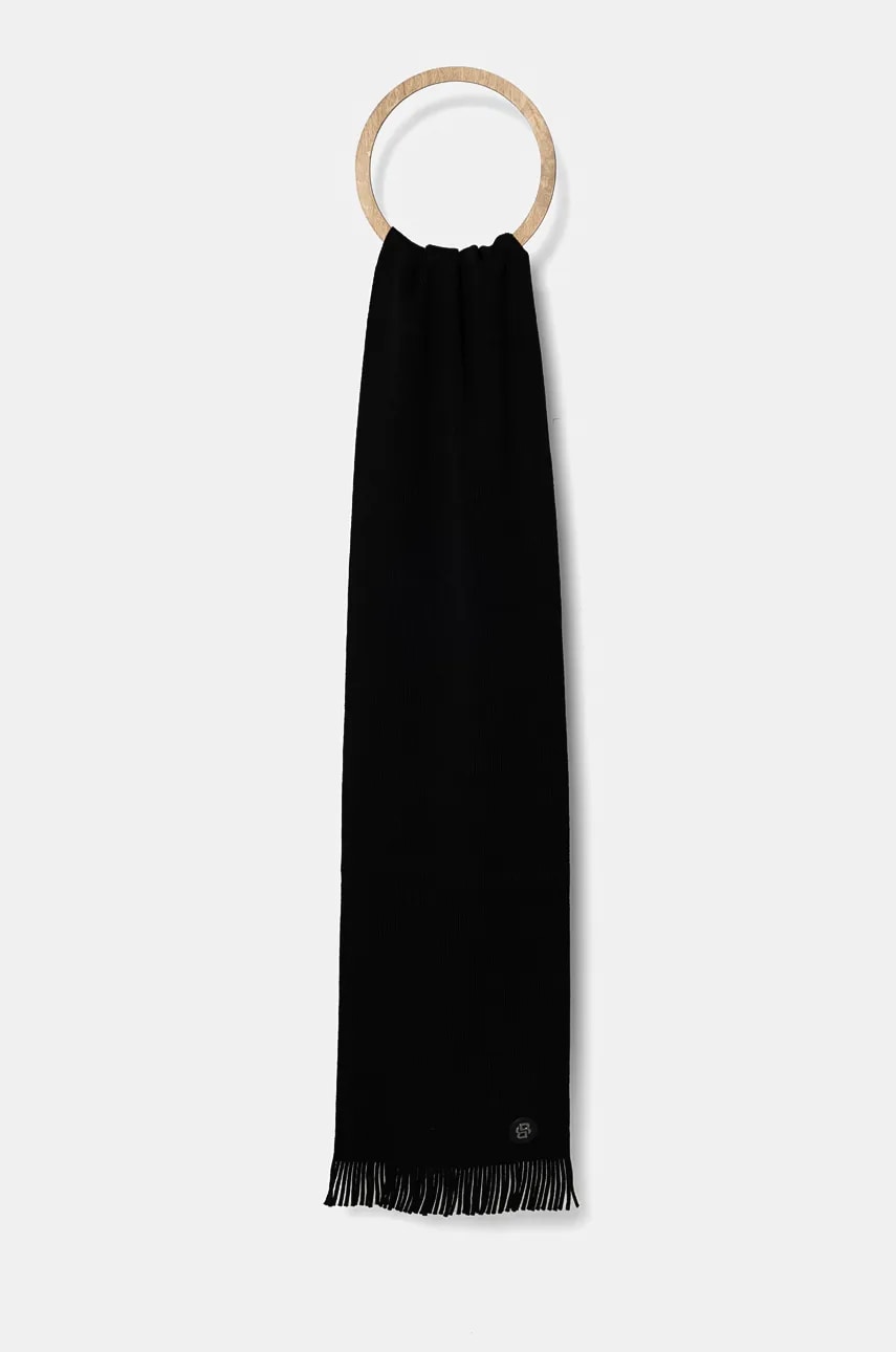 BOSS fular barbati, culoarea negru, neted, 50527336 BOSS fular barbati, culoarea negru, neted, 50527336