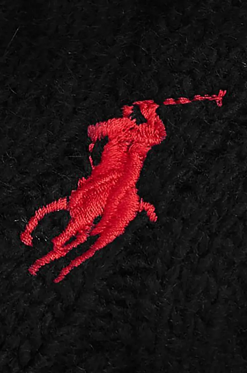 Шарф Polo Ralph Lauren Classic Cable Scarf мужской цвет чёрный с аппликацией 449959345 Шарф Polo Ralph Lauren Classic Cable Scarf мужской цвет чёрный с аппликацией 449959345