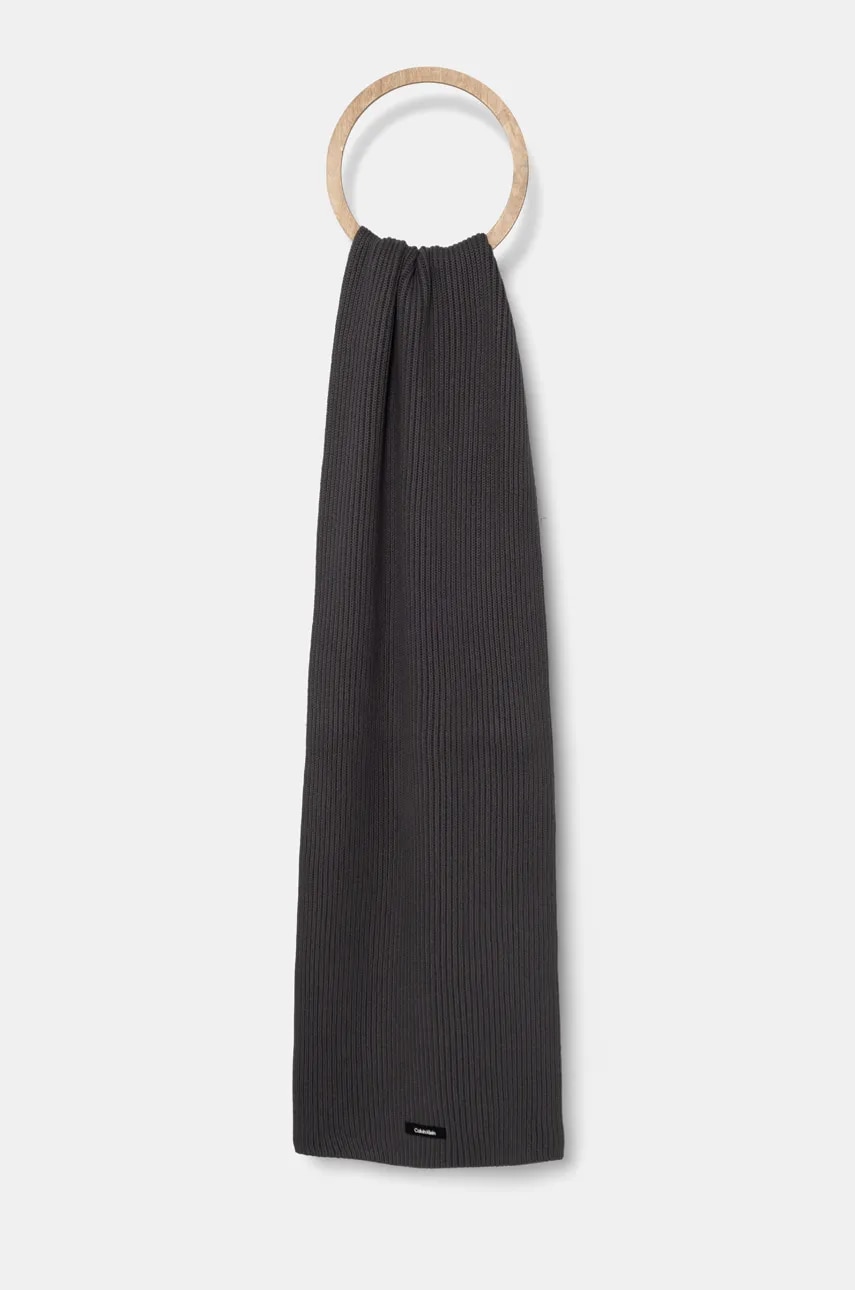 Levně Šátek z vlněné směsi Calvin Klein šedá barva, hladký, K50K512367