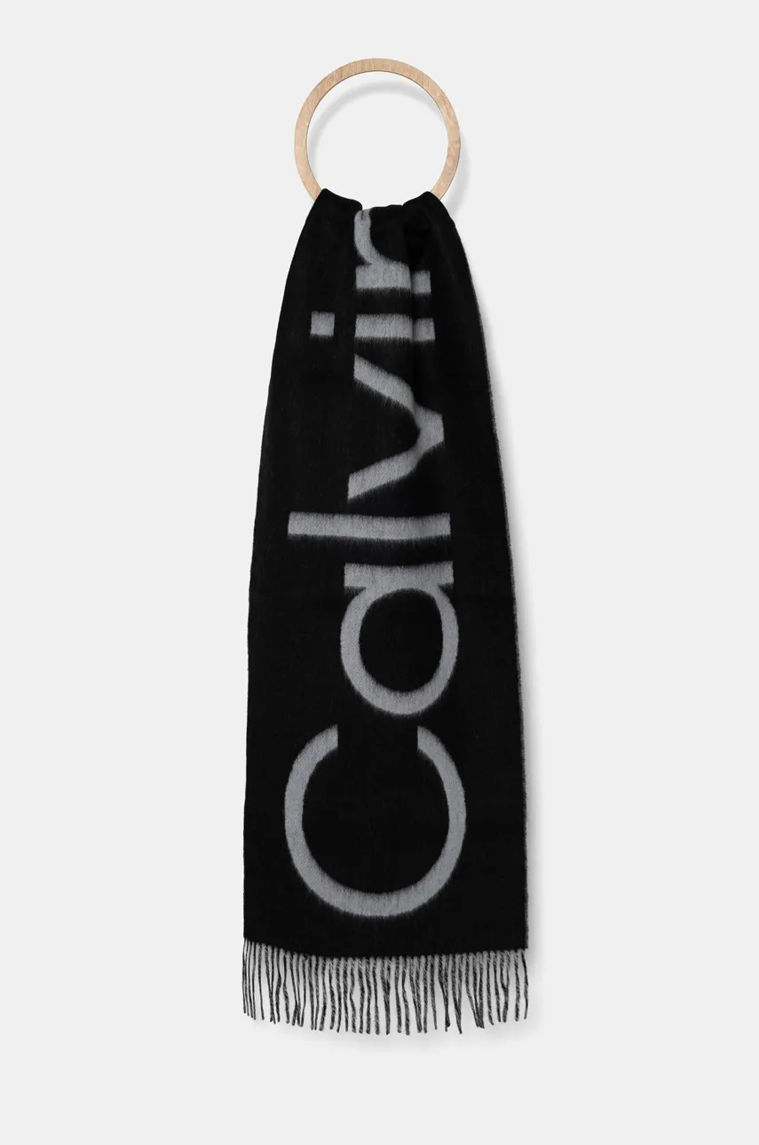 

Шал Calvin Klein мъжки в черно с десен K50K512369, Черен