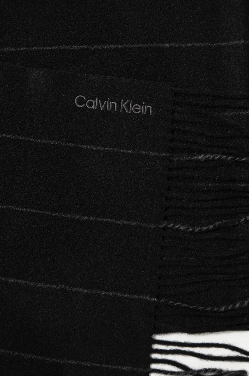 Шерстяной шарф Calvin Klein цвет чёрный однотонный K50K512375 Шерстяной шарф Calvin Klein цвет чёрный однотонный K50K512375