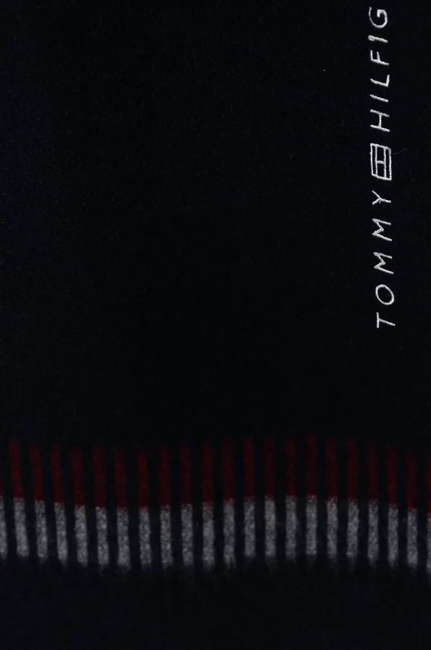 Шерстяной шарф Tommy Hilfiger цвет синий узорный AM0AM12832 Шерстяной шарф Tommy Hilfiger цвет синий узорный AM0AM12832