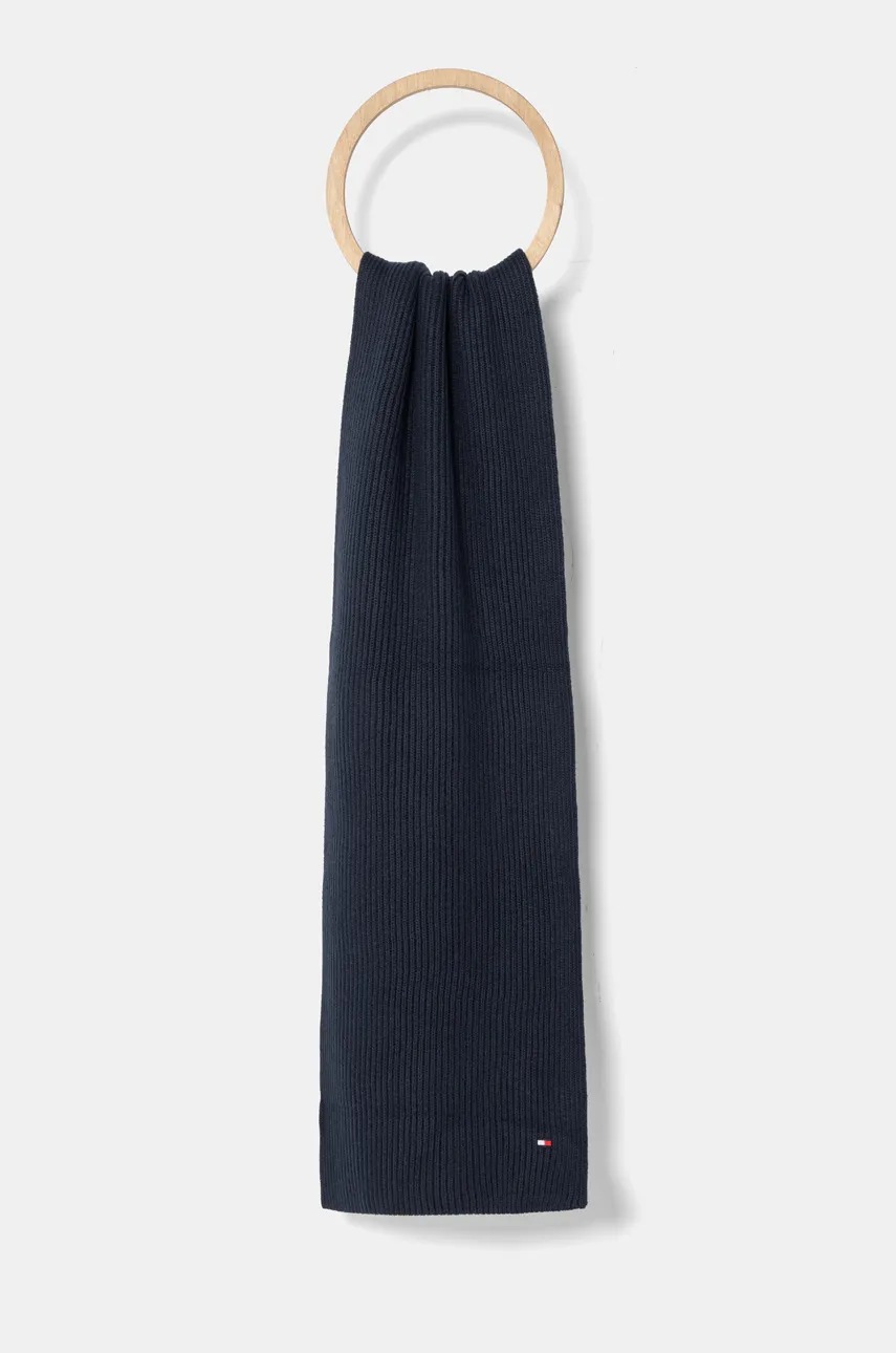 Levně Šála Tommy Hilfiger pánská, tmavomodrá barva, hladká, AM0AM12847