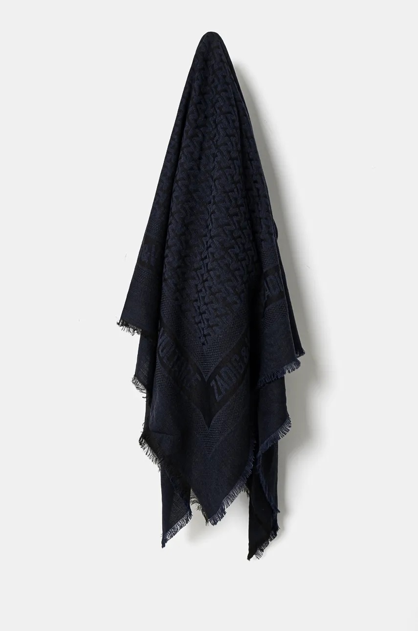 

Тънък шал с вълна ZADIG&VOLTAIRE в тъмносиньо с десен OMSC00001, Тъмносин