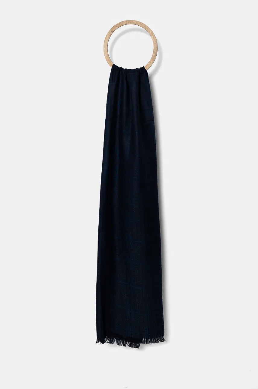 Hackett London esarfa de lana culoarea albastru marin, neted, HM042562 Hackett London esarfa de lana culoarea albastru marin, neted, HM042562