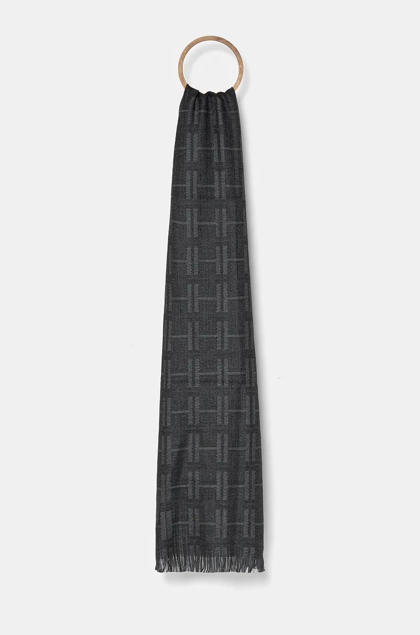 

Вълнен шал Hackett London в сиво с изчистен дизайн HM042562, Сив