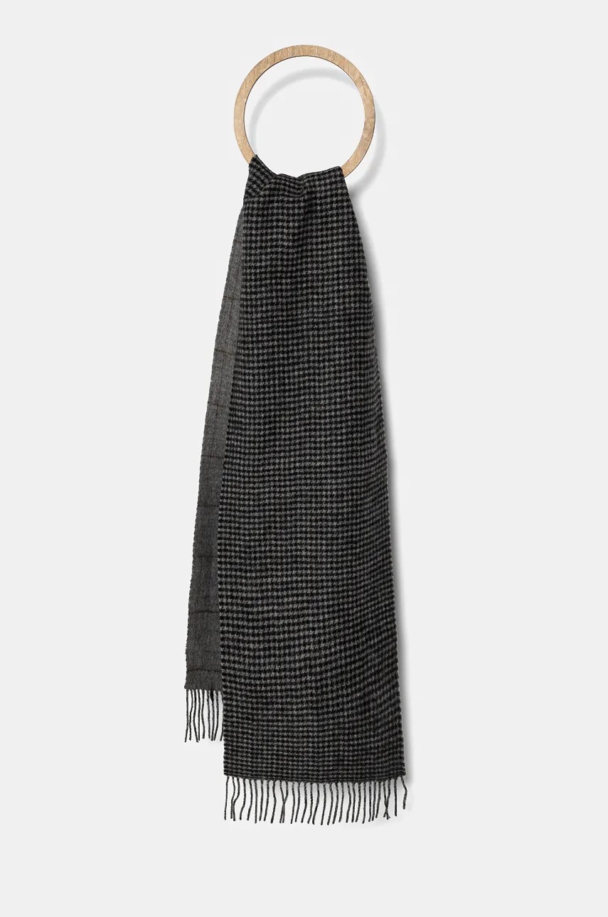 

Вълнен шал Hackett London в сиво с десен HM042591, Сив