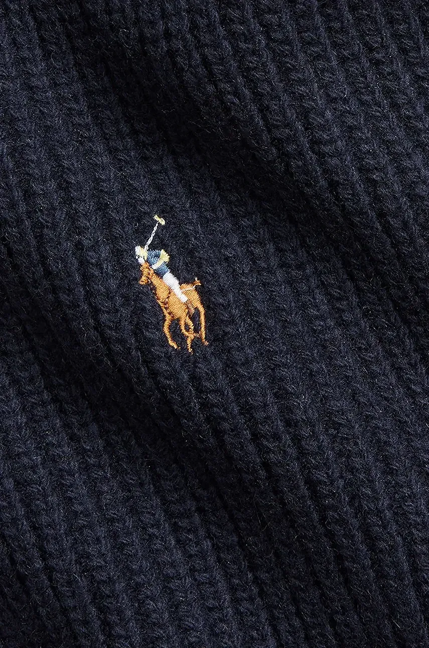 Шерстяной шарф Polo Ralph Lauren цвет синий однотонный Шерстяной шарф Polo Ralph Lauren цвет синий однотонный
