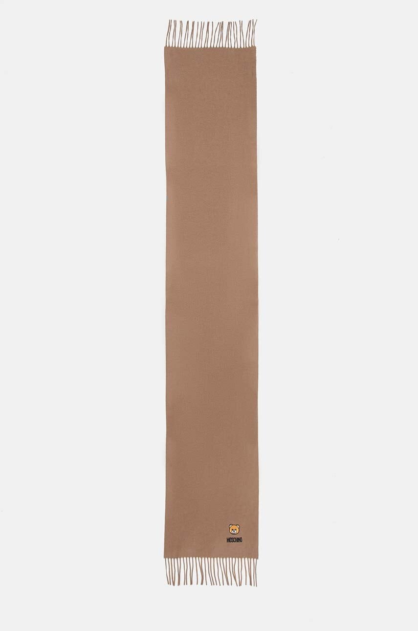 Moschino esarfa de lana culoarea maro, neted, M5783 50124