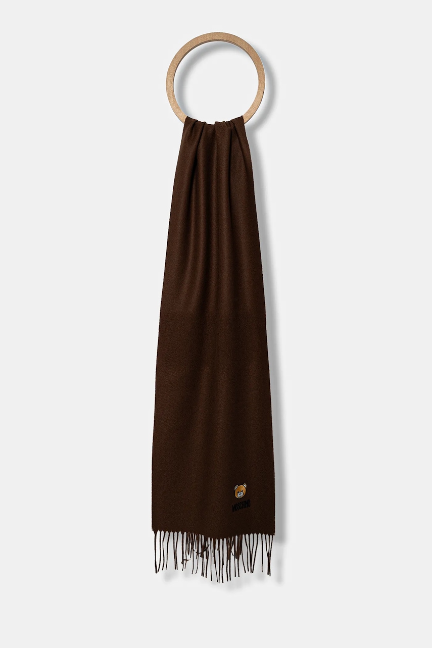 Moschino eșarfă de lână culoarea gri, uni, M5783 50124