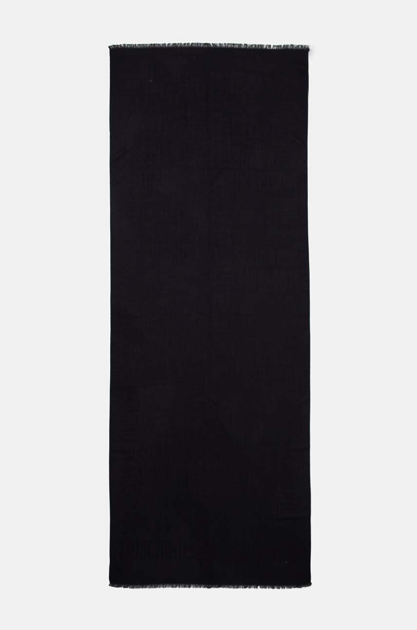 Moschino esarfa de lana culoarea negru, neted, M3139 30620