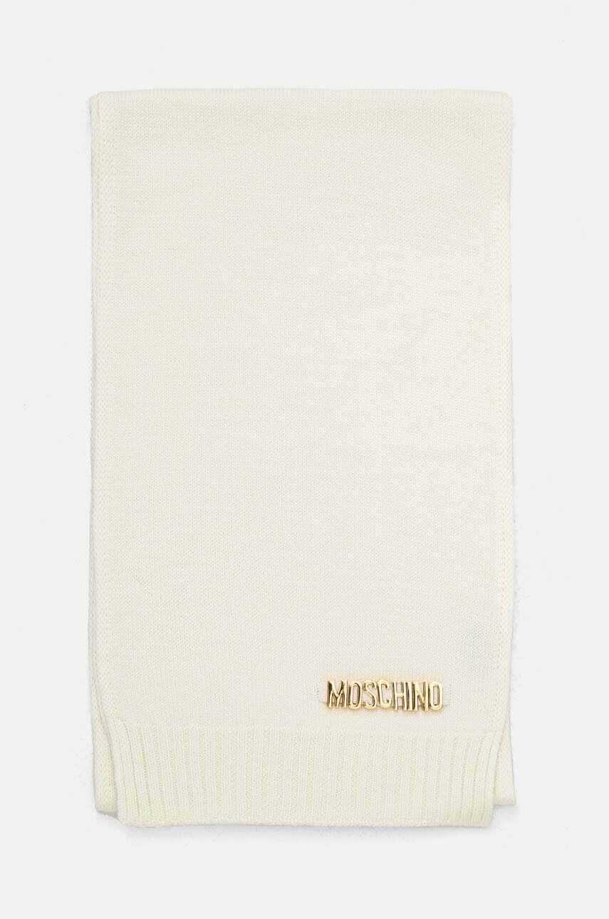 Μάλλινο κασκόλ Moschino χρώμα: μπεζ, M2969 30785 φωτογραφία