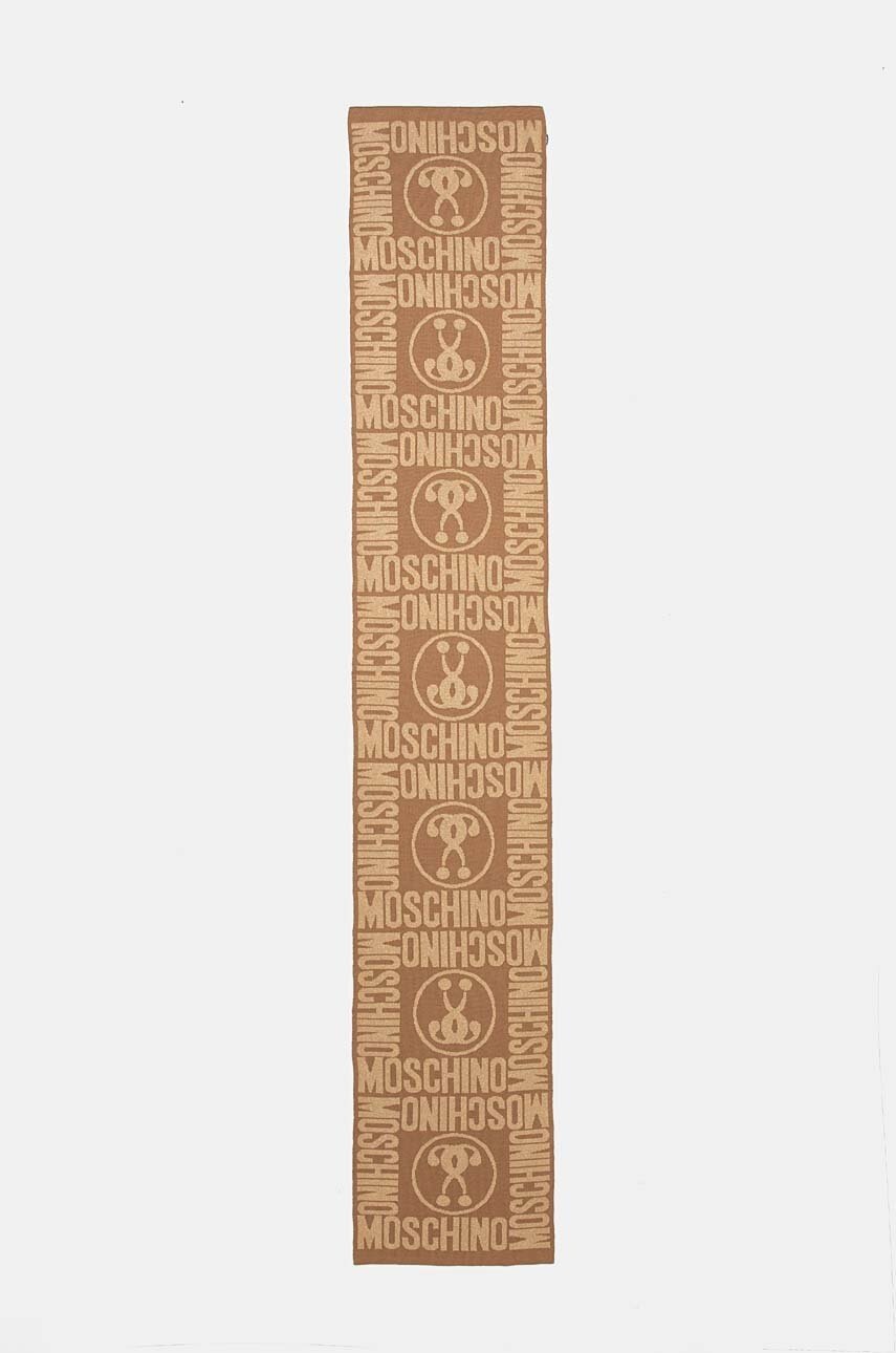 

Вълнен шал Moschino в кафяво с десен M2966 30623, Кафяв