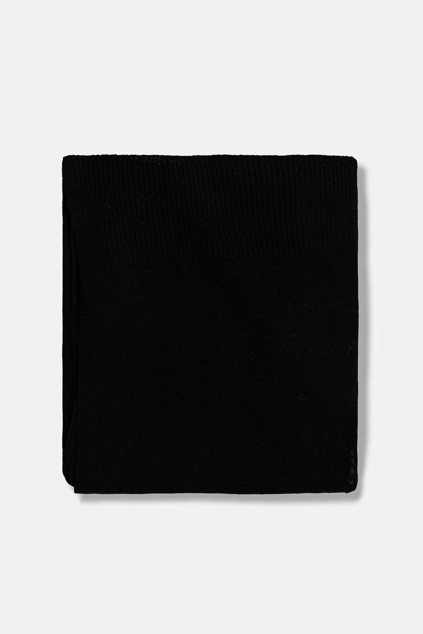 Шерстяной шарф United Colors of Benetton цвет чёрный однотонный 1002DU01E