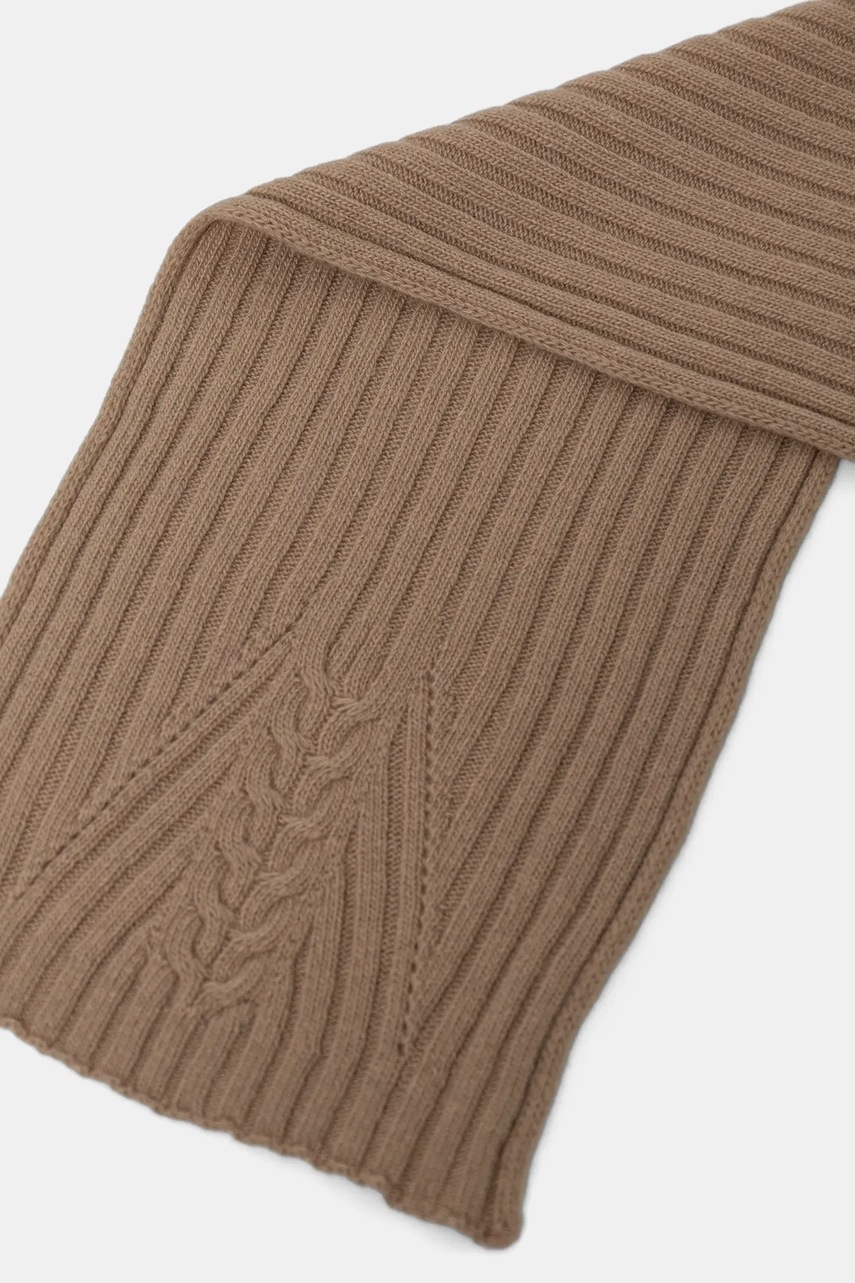 Шерстяной шарф United Colors of Benetton цвет бежевый однотонный 1244DU01G