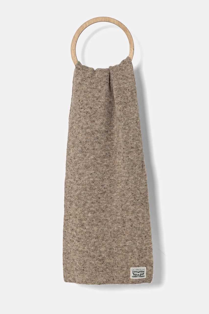 Levi's fular din amestec de lână culoarea bej, uni, 000JB-0004 Levi's fular din amestec de lână culoarea bej, uni, 000JB-0004