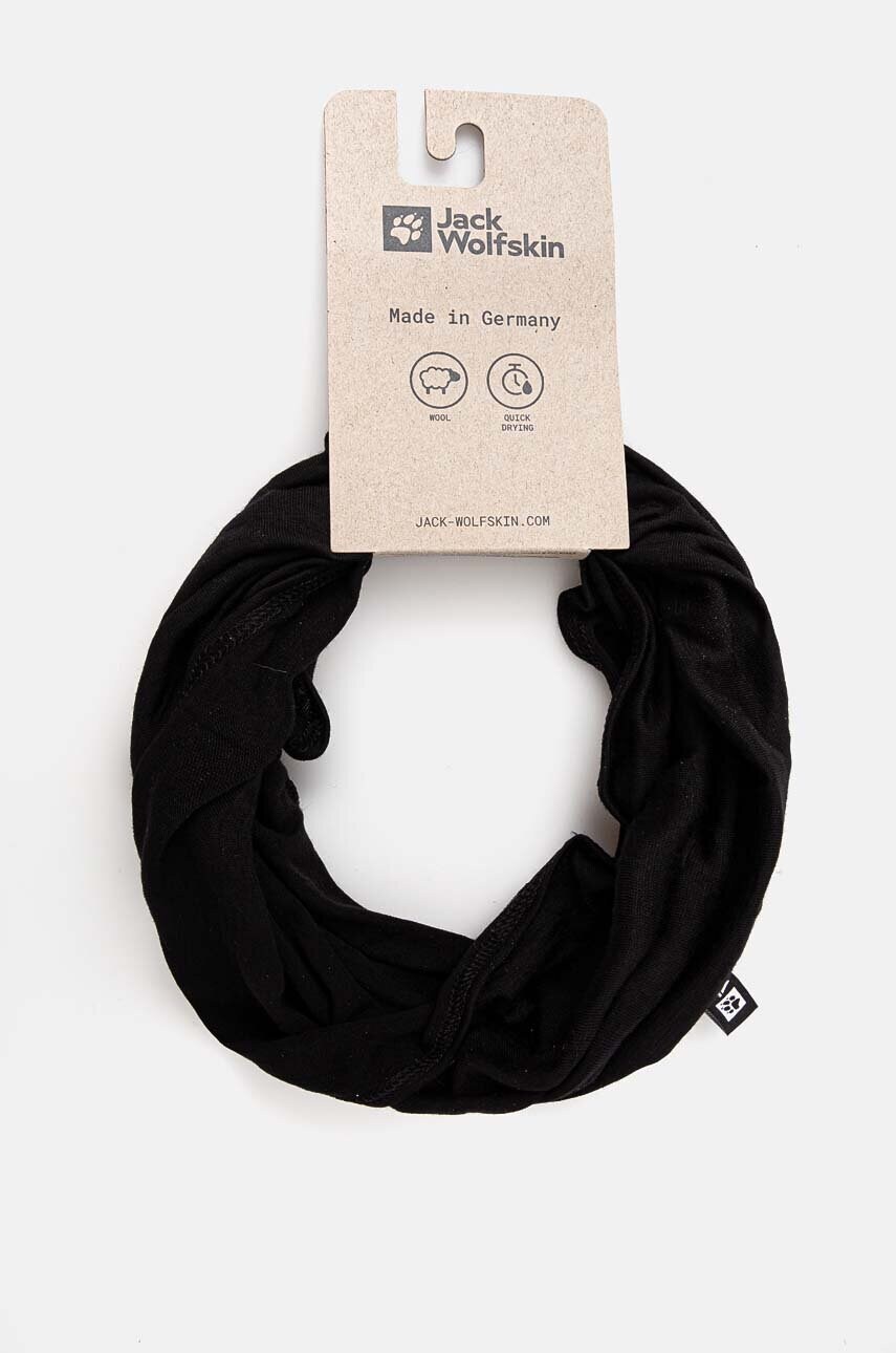 Jack Wolfskin fular împletit Merino culoarea negru, uni, 1906102