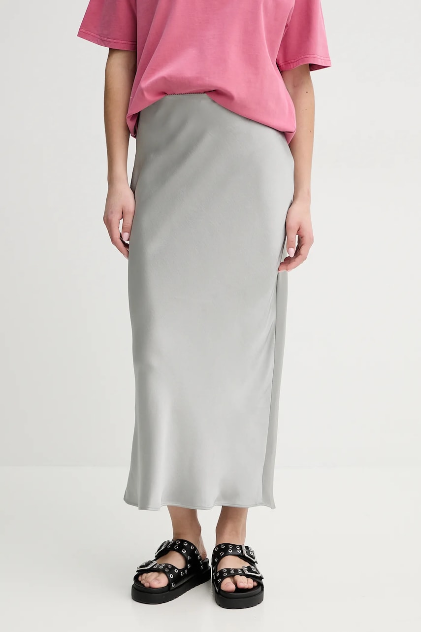 Samsoe Samsoe fusta SAAGNETA culoarea gri, maxi, drept, F24200090 Samsoe Samsoe fusta SAAGNETA culoarea gri, maxi, drept, F24200090