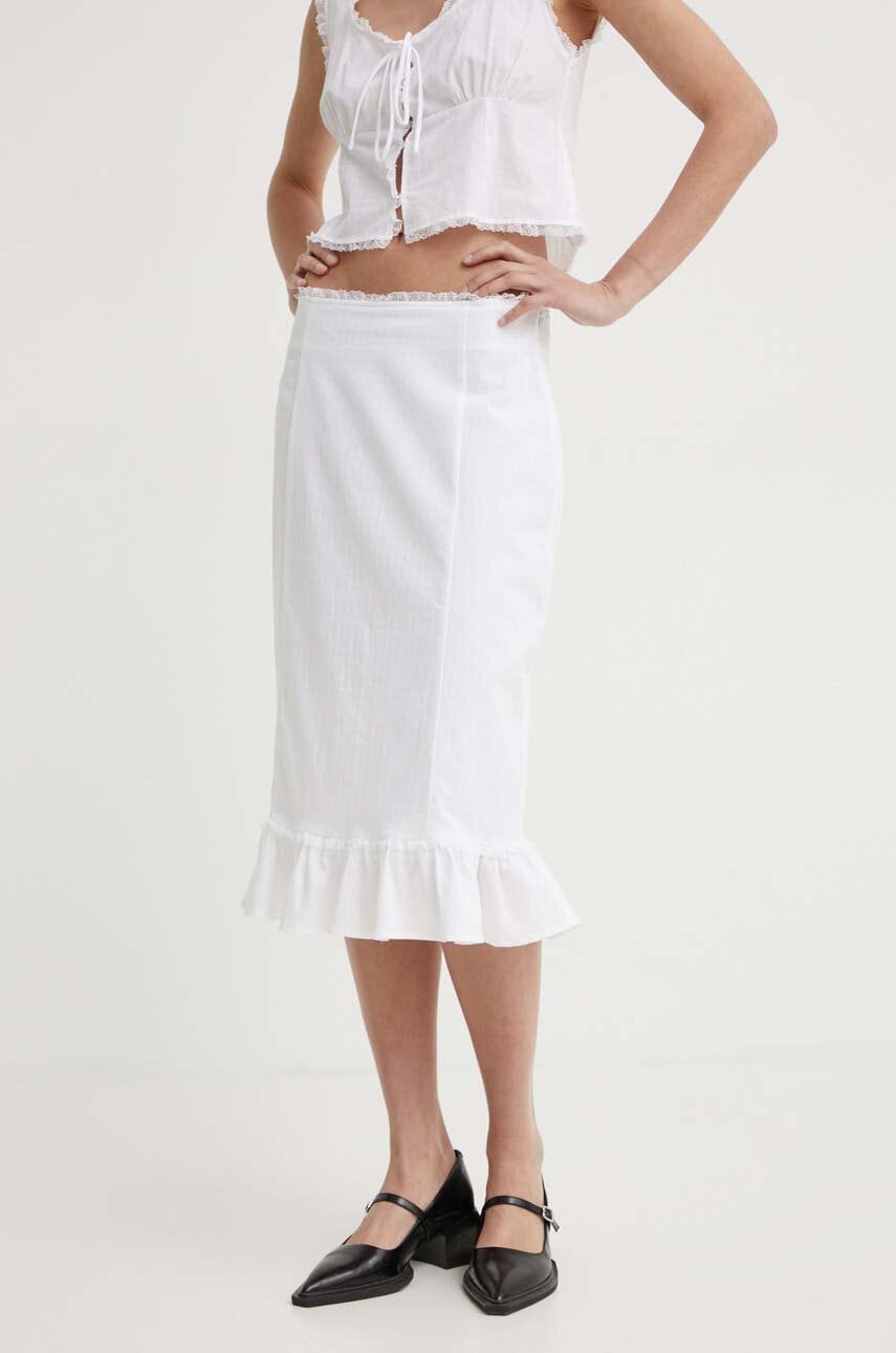 Résumé fusta din bumbac BernadetteRS Skirt culoarea alb, midi, drept, 121681175 Résumé fusta din bumbac BernadetteRS Skirt culoarea alb, midi, drept, 121681175