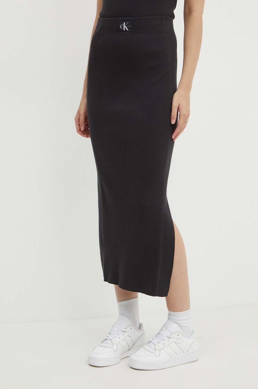 

Пола Calvin Klein Jeans в черно дълга с кройка тип молив J20J223606, Черен