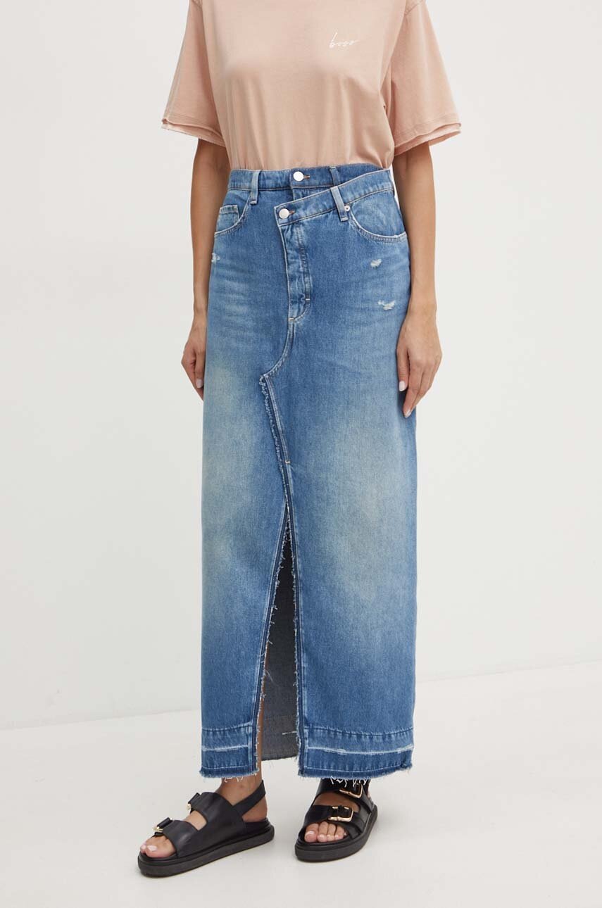 Boss Orange fustă din denim maxi, dreaptă, 50518230