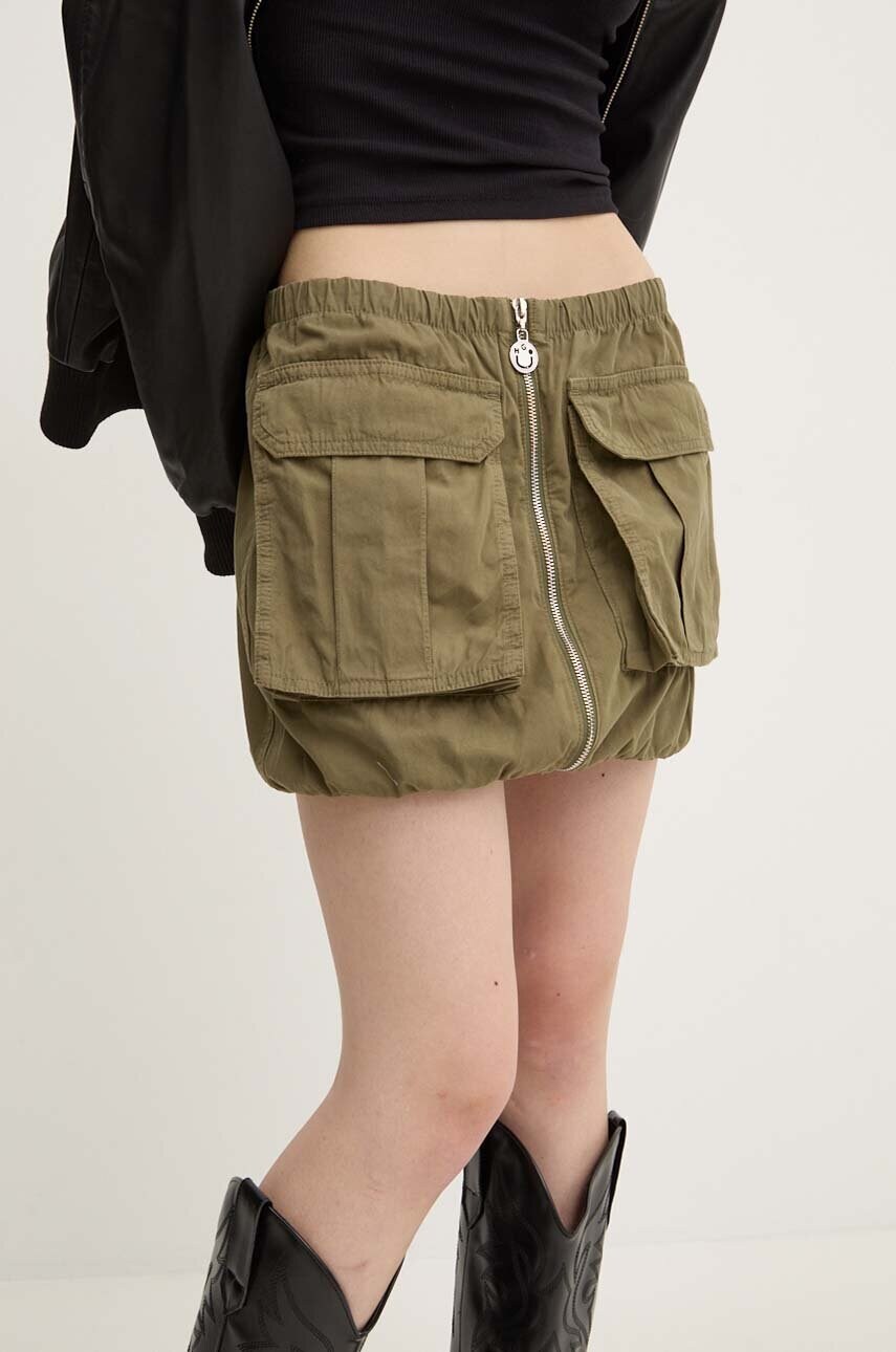 Hugo Blue fusta din bumbac culoarea verde, mini, drept, 50517331
