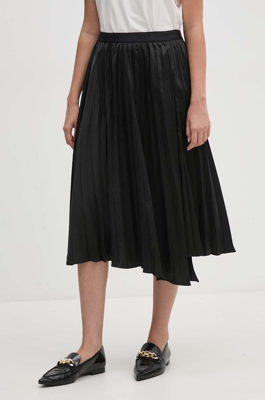 Dkny fusta culoarea negru, midi, evazati, P4ENTQBW