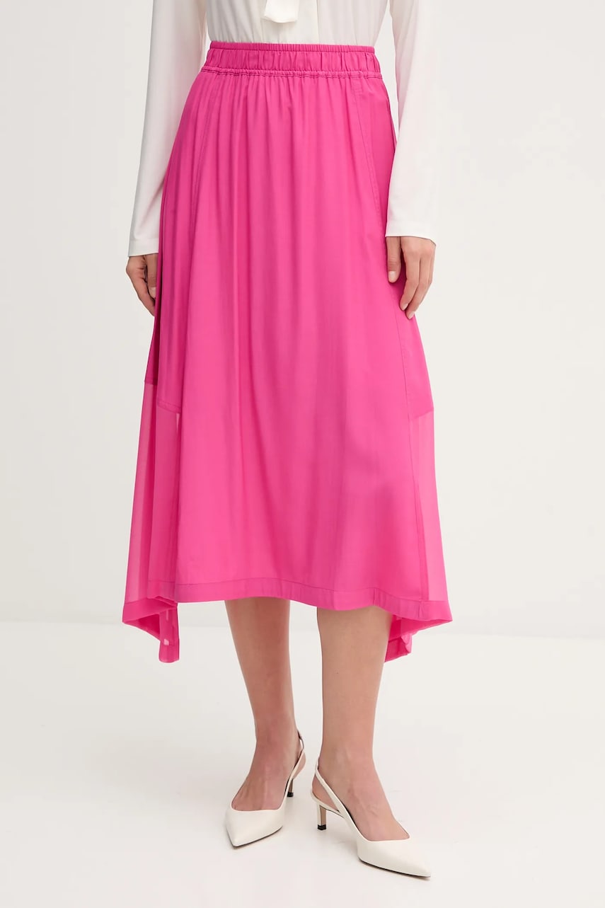 Dkny fustă culoarea negru, midi, evazați, P4DN8X10