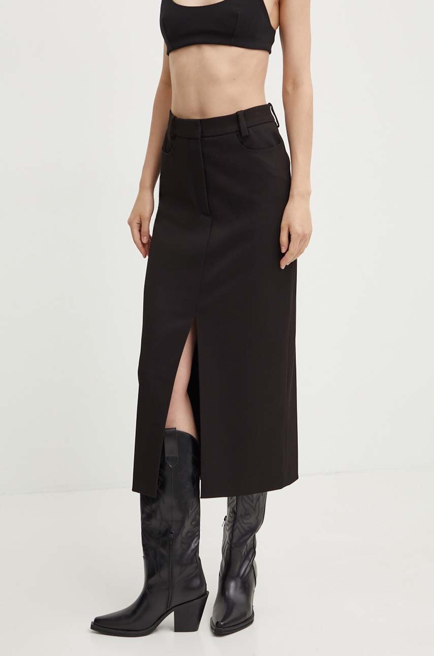 HUGO fusta culoarea negru, midi, creion, 50519310