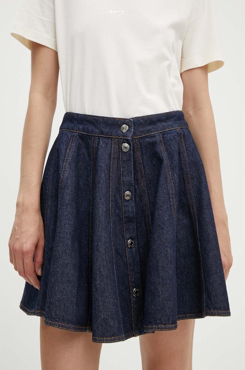 MSGM fustă din denim culoarea bleumarin, mini, evazată, 3741MDD237.247766