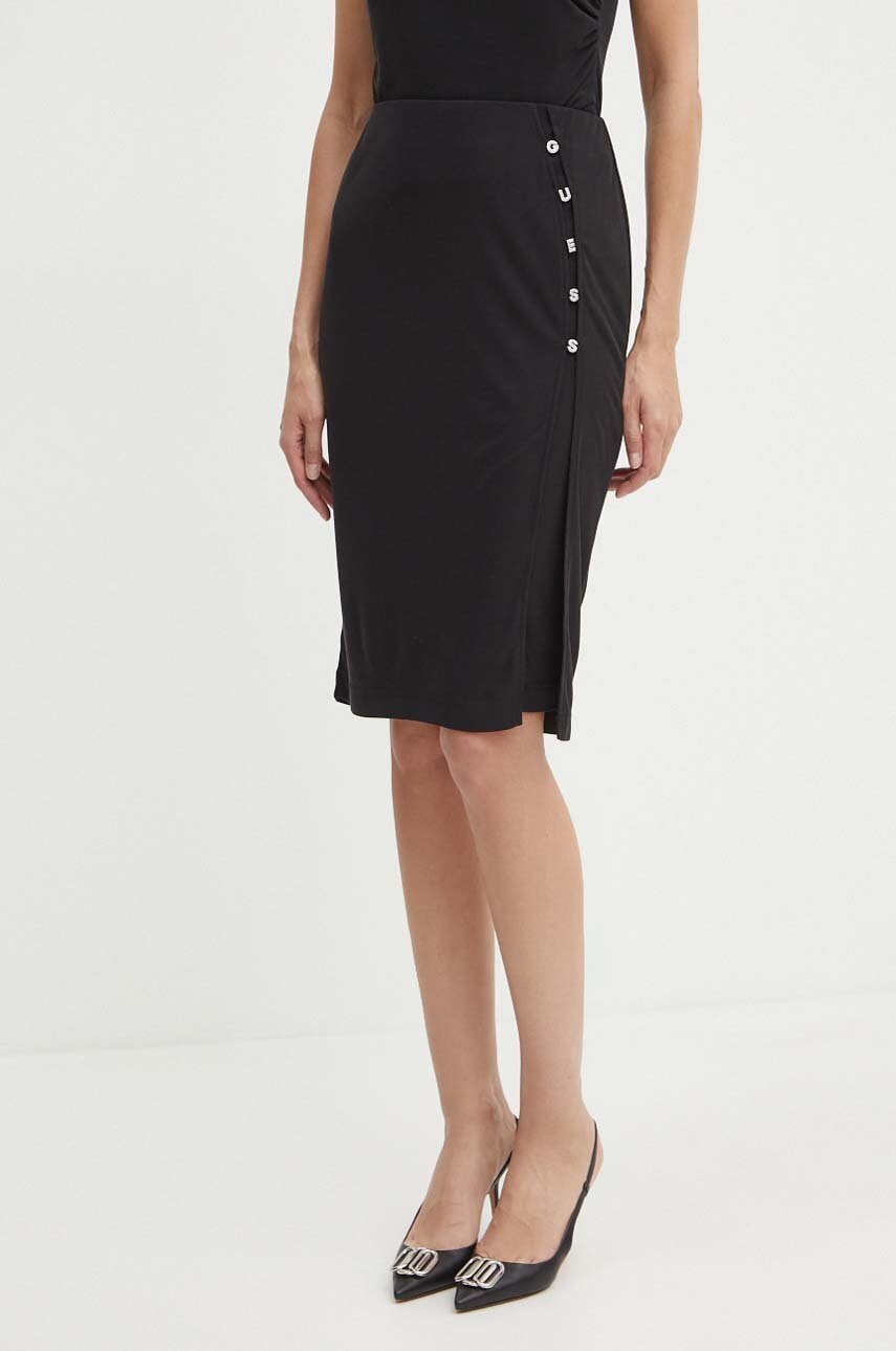 

Пола Guess ELIS в черно къса с кройка тип молив W4YD53 KAQL2, Черен