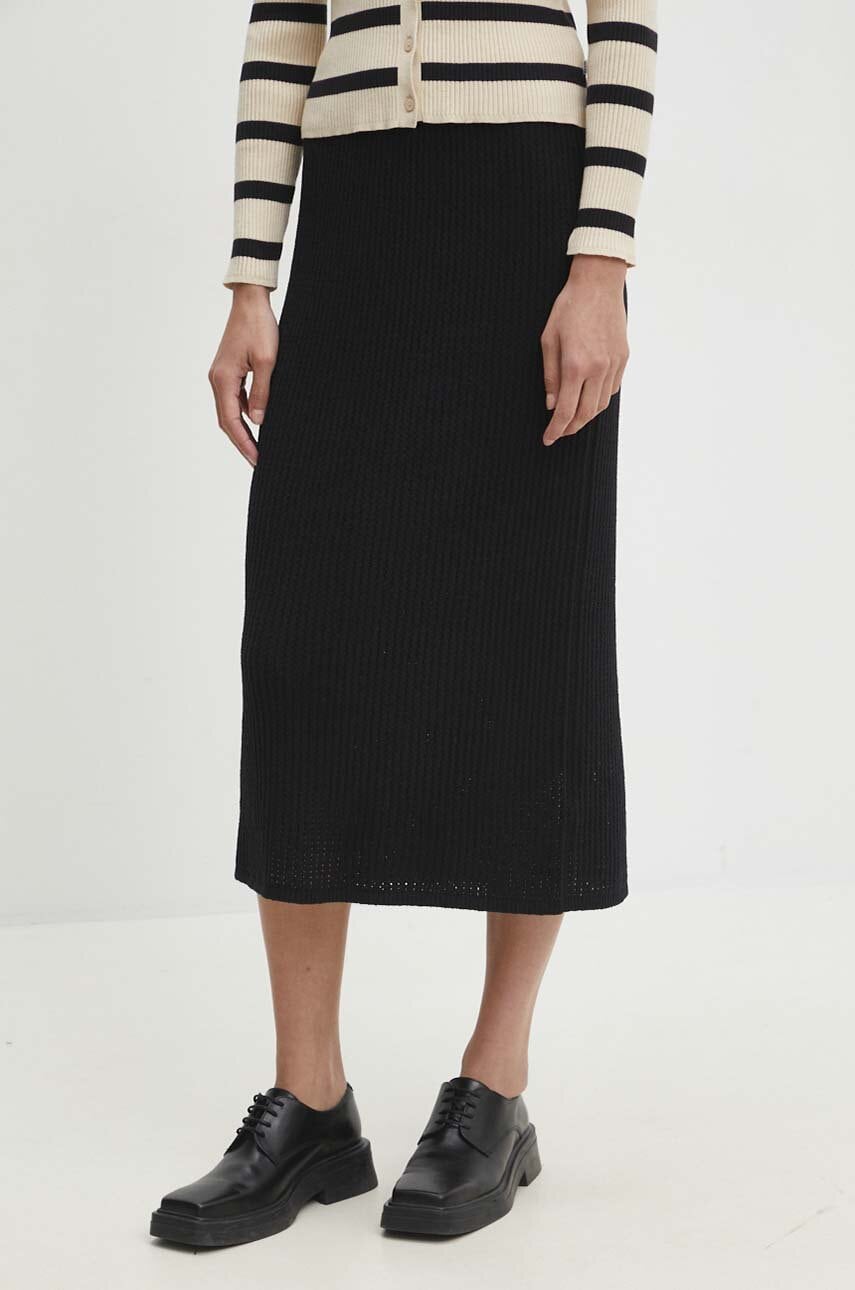 Marc O'Polo fusta DENIM culoarea negru, midi, drept, 5000000267 Marc O'Polo fusta DENIM culoarea negru, midi, drept, 5000000267