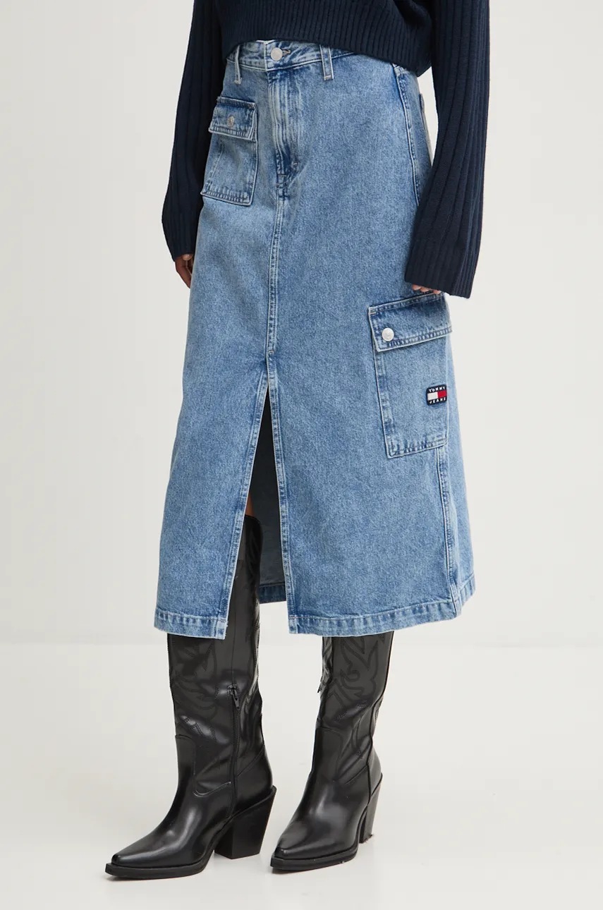 

Дънкова пола Tommy Jeans в синьо среднодълга със стандартна кройка DW0DW18226, Син
