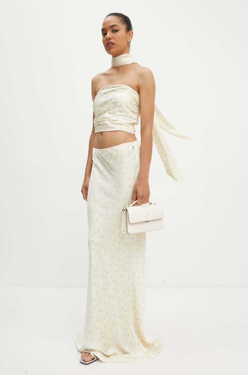 Rotate fusta Satin Maxi Skirt culoarea bej, maxi, drept, 1128412986