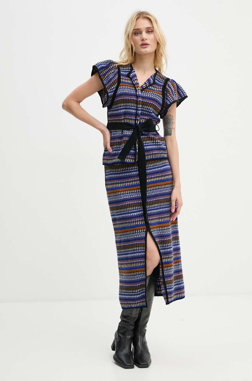 Φούστα από μείγμα μαλλιού BA&SH χρώμα: ναυτικό μπλε, 1H24FLAM φωτογραφία