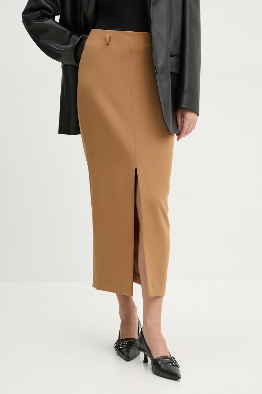 BA&SH fusta culoarea maro, maxi, drept, 1H24CHIR