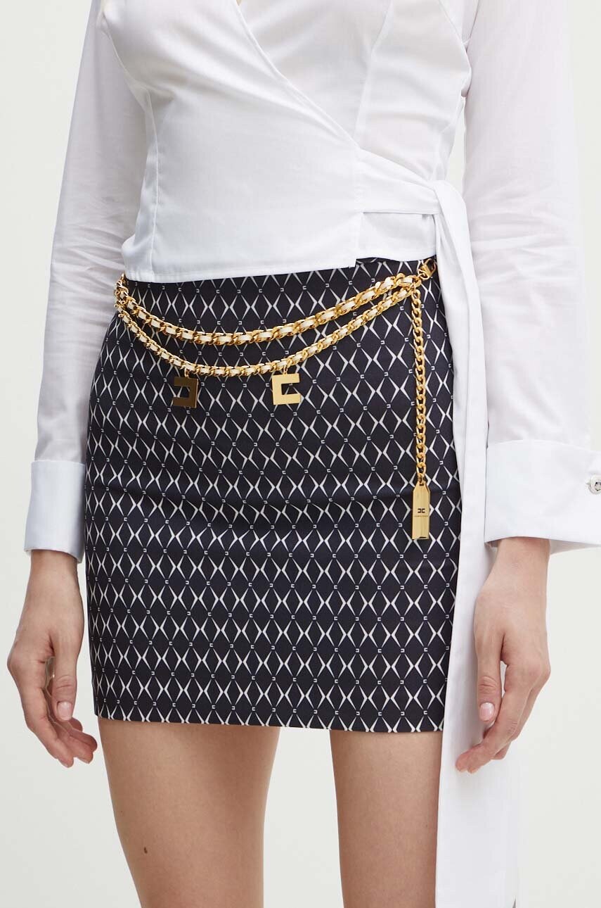 Elisabetta Franchi fusta culoarea negru, mini, evazati, GOS3646E2