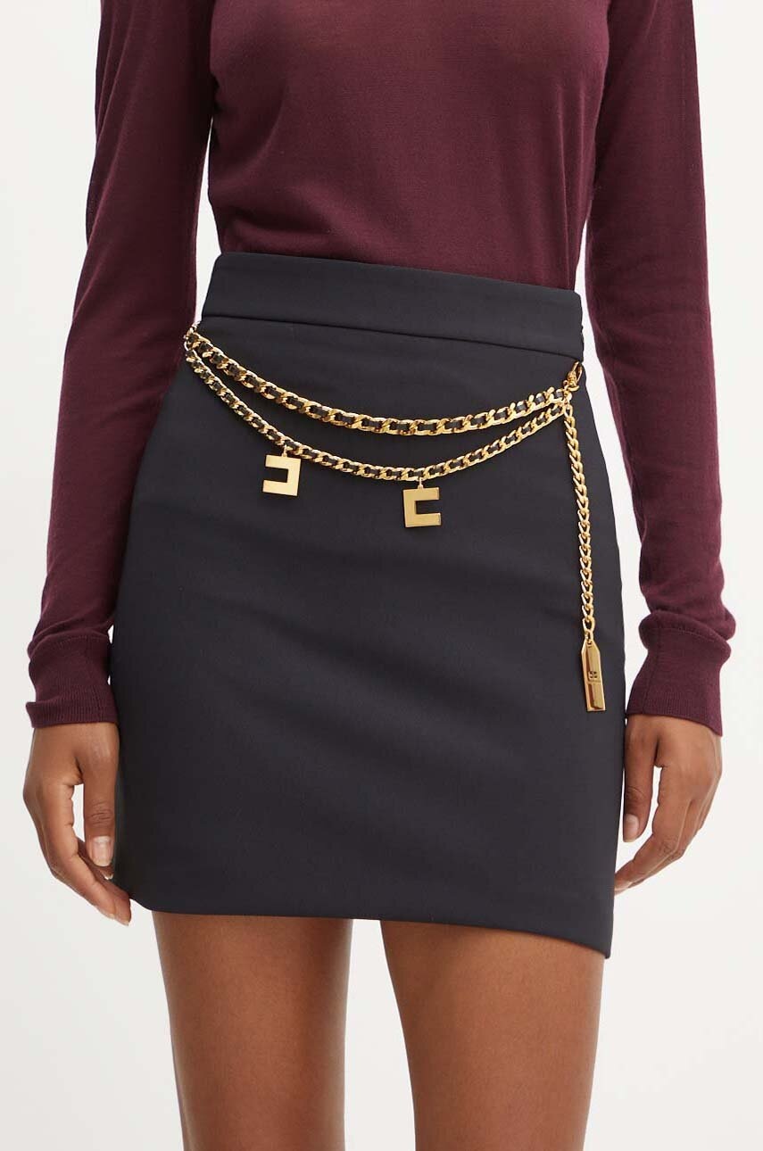 Elisabetta Franchi fusta culoarea negru, mini, drept, GOT3646E2