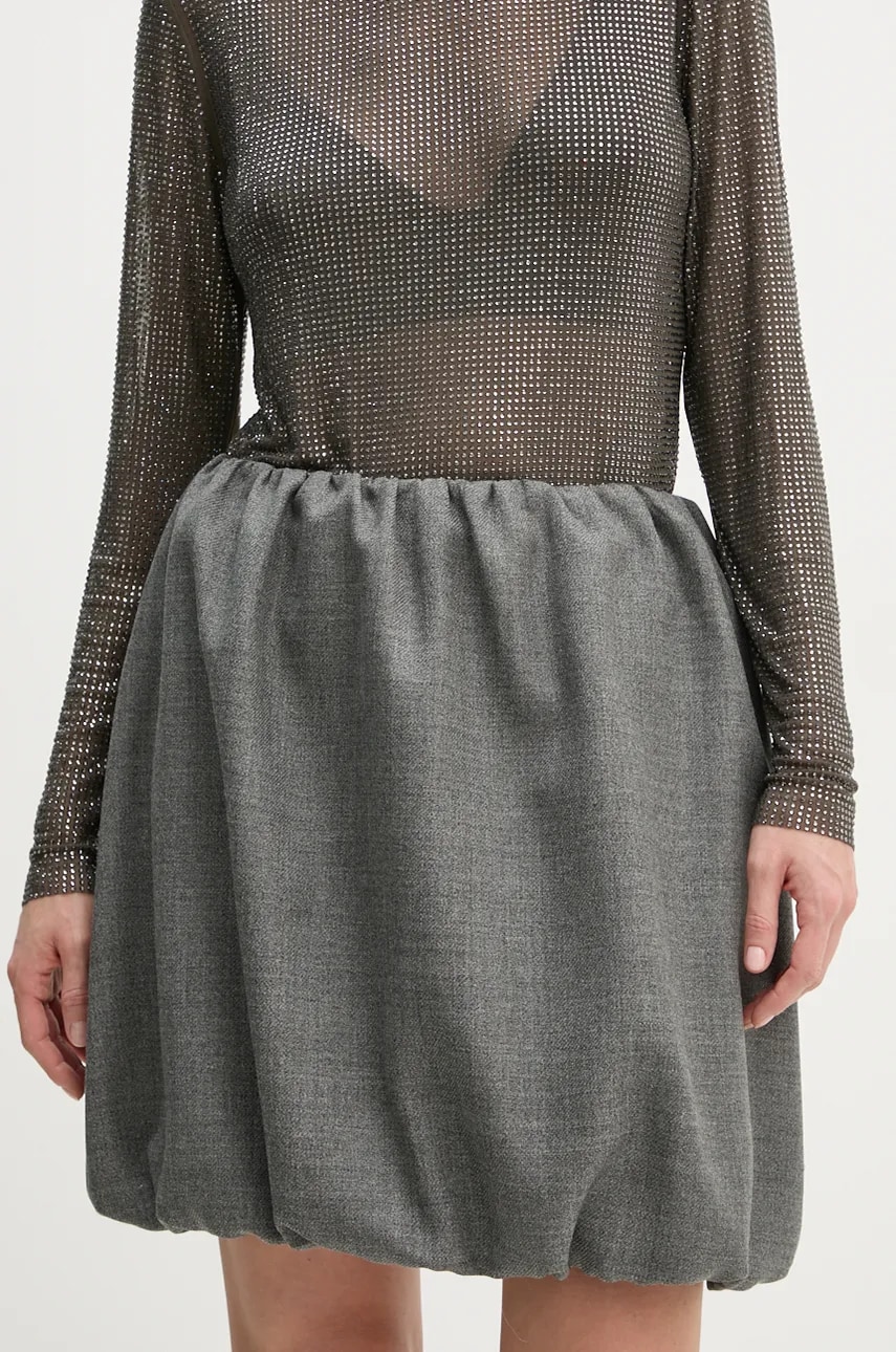Herskind fusta de lana Evans culoarea gri, mini, drept, 5391140