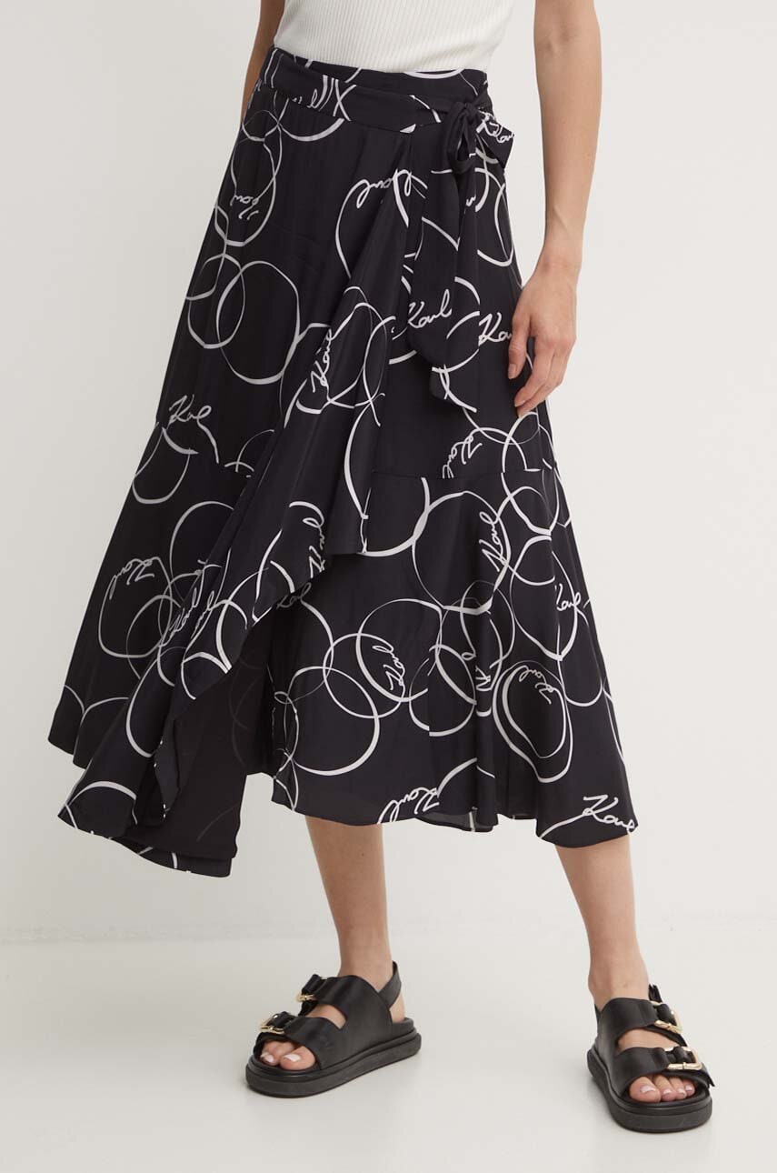 Karl Lagerfeld fusta culoarea negru, maxi, evazati, 245W1203 Karl Lagerfeld fusta culoarea negru, maxi, evazati, 245W1203