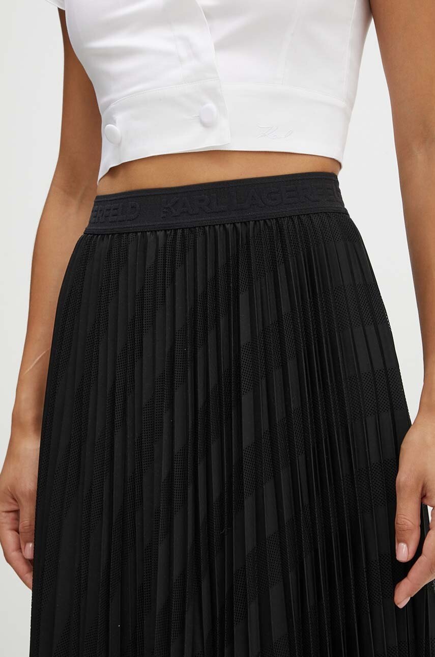 Спідниця Karl Lagerfeld колір чорний midi розкльошена 245W1201 