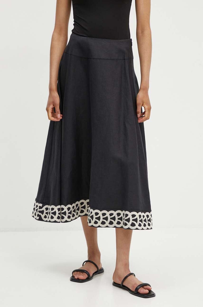 By Malene Birger fusta din in LEONNE culoarea negru, midi, evazati, Q70967010
