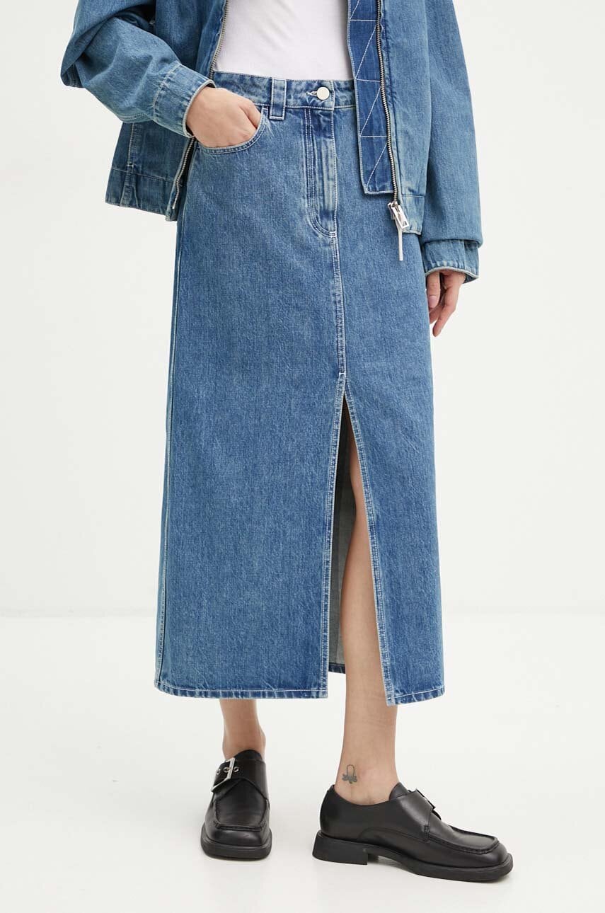 Sunnei fustă din denim midi, dreaptă, RTWWSKR006 Sunnei fustă din denim midi, dreaptă, RTWWSKR006