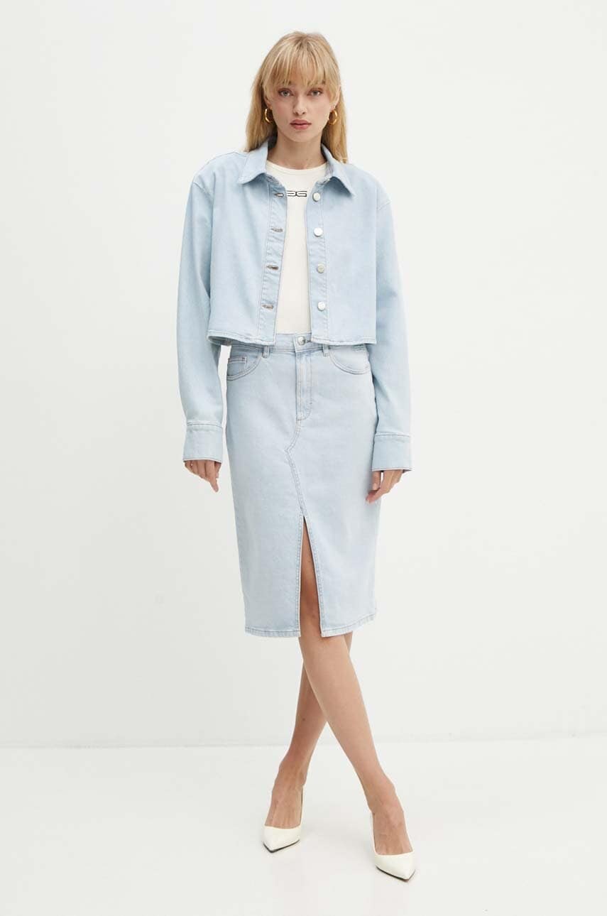 Gestuz fustă din denim midi, dreaptă, 10909237 Gestuz fustă din denim midi, dreaptă, 10909237