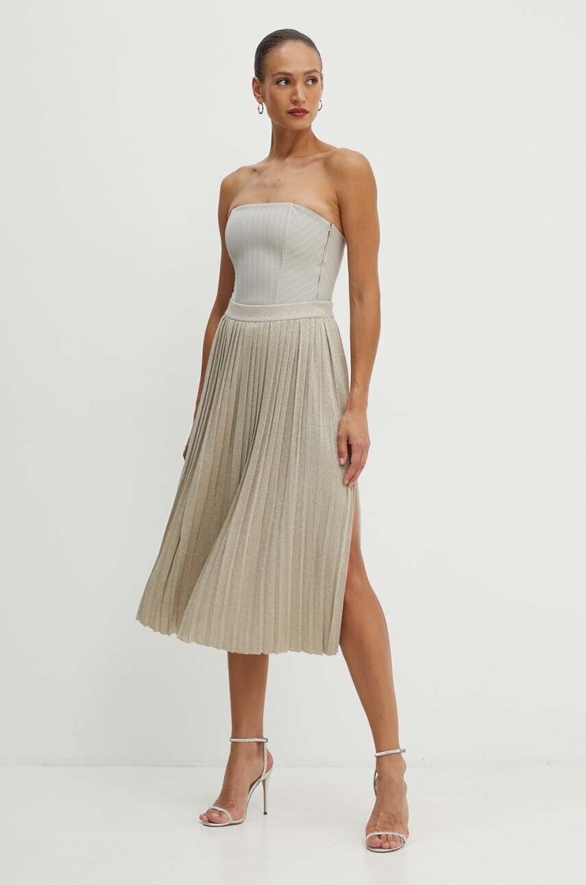 Marella fusta culoarea bej, midi, evazati, 2423306021200
