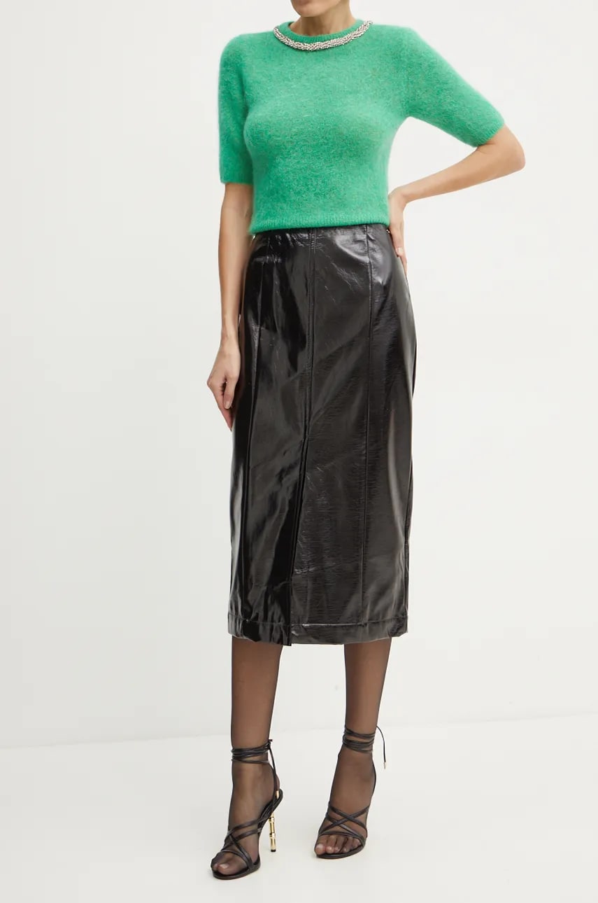 Armani Exchange fusta culoarea negru, midi, evazati, 6DYN13 YNQYZ