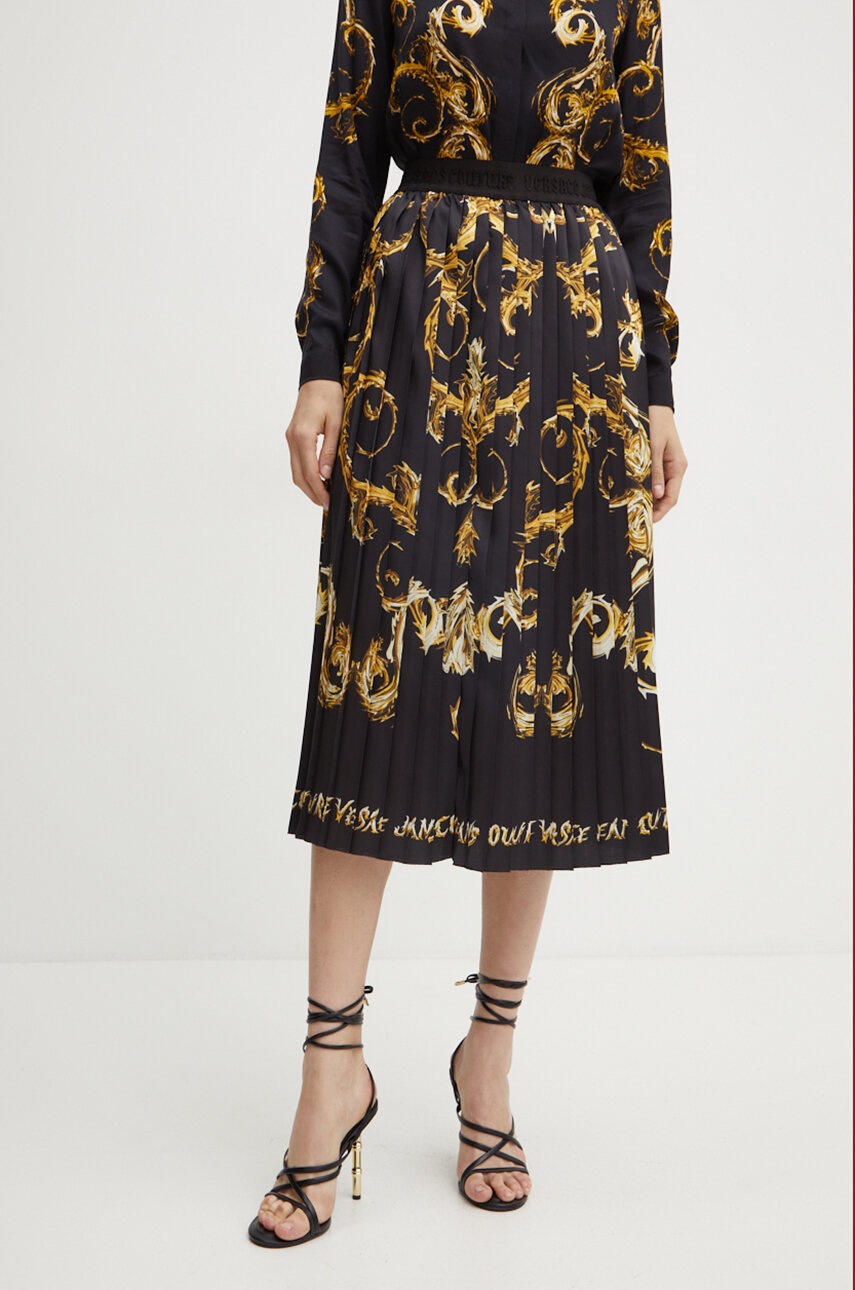 Спідниця Versace Jeans Couture колір чорний midi розкльошена 77HAE8P5 NS541 