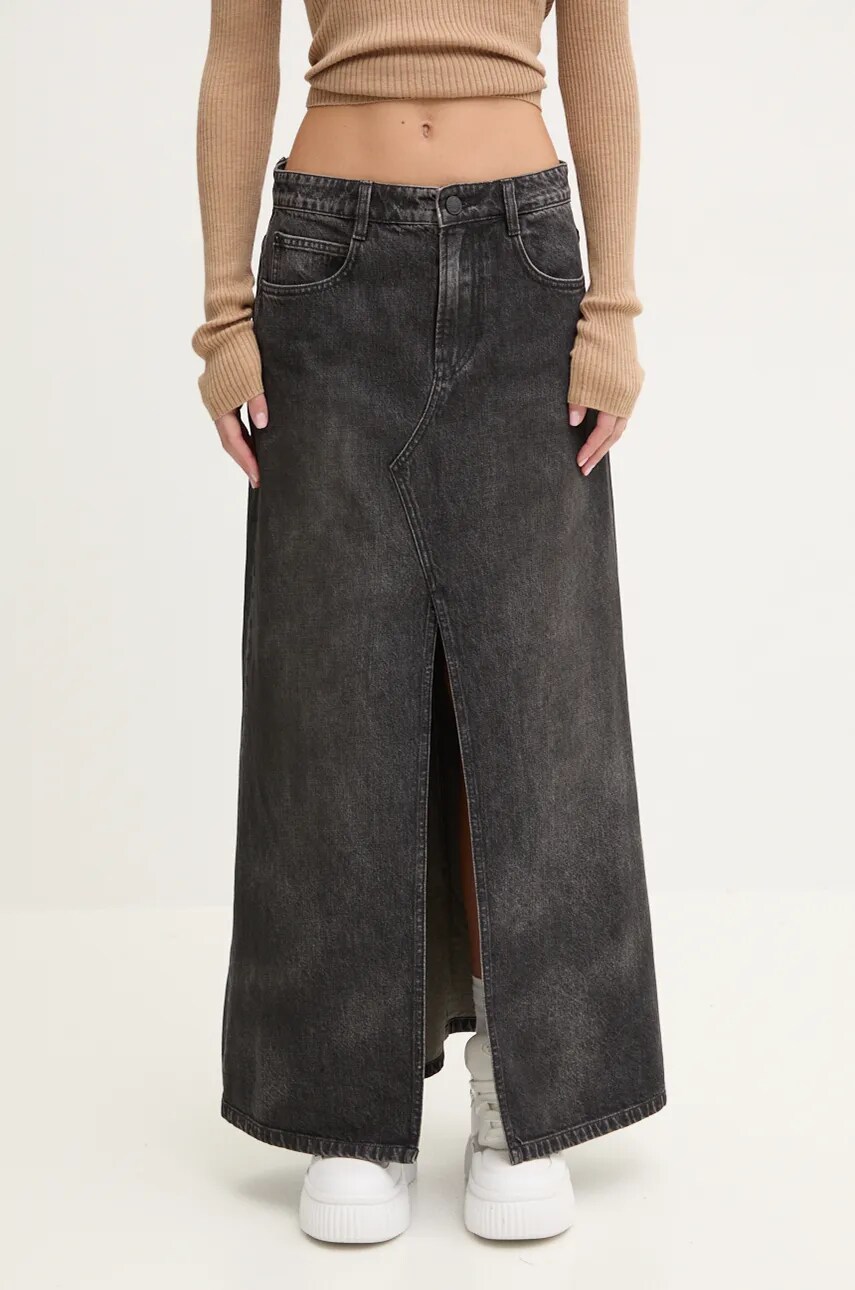 Miss Sixty fustă din denim culoarea negru, maxi, evazată, 6L3KJ5840000