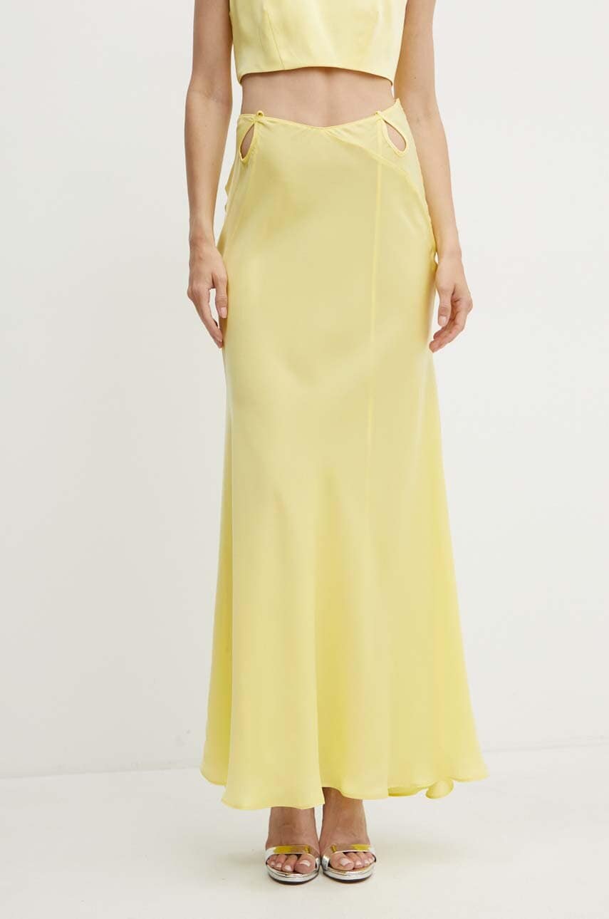 Bardot fusta MARLI culoarea galben, maxi, evazati, 59413SB